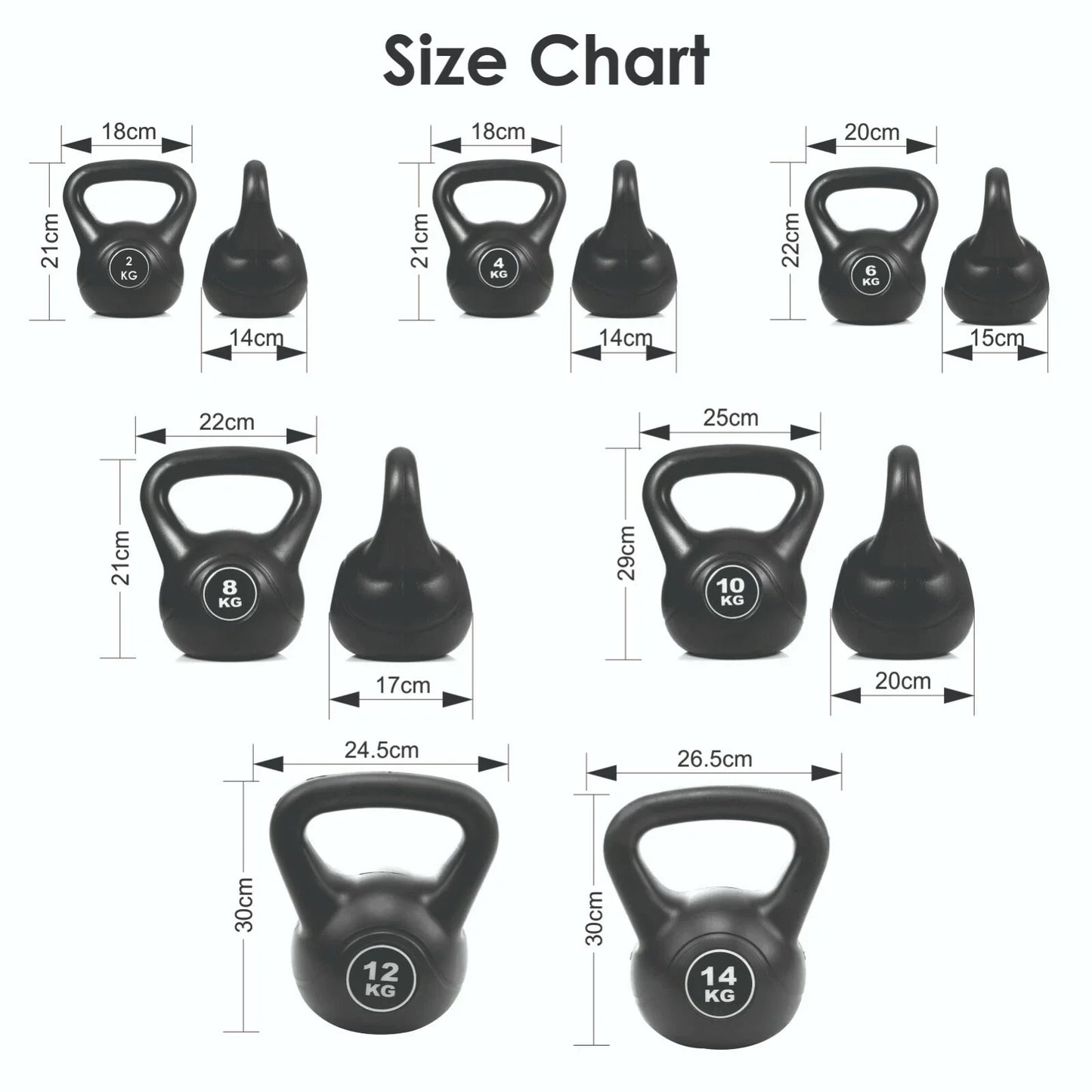 2-24kg Vinyl Kettlebell Weight Set Kettlebells Exercise Home Fitness Workout Gym